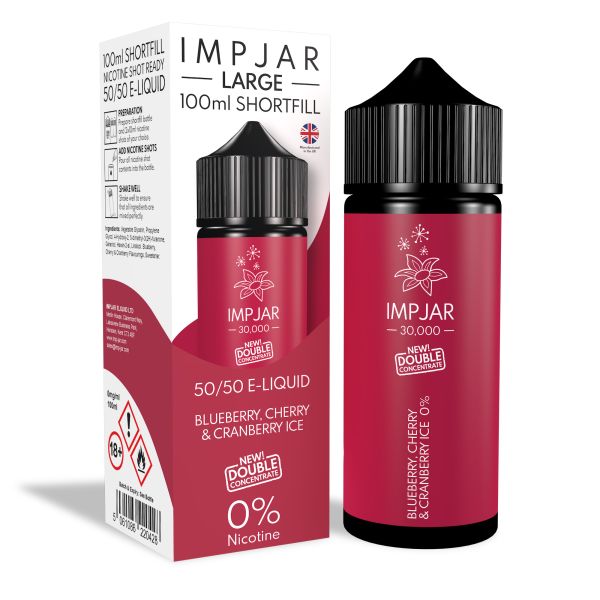 Blueberry, Cherry & Cranberry Ice E-Liquid 30000 Shortfill By Impjar 100ml - Vapestore Direct
