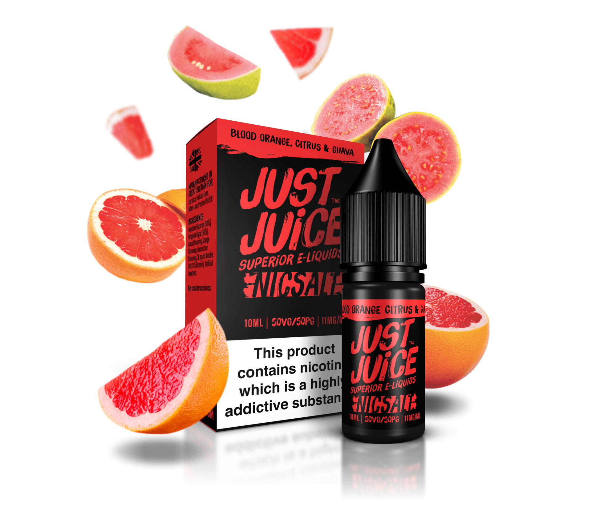 Blood Orange Citrus & Guava E-Liquid Nicotine Salt By Just Juice 10ml - Vapestore Direct