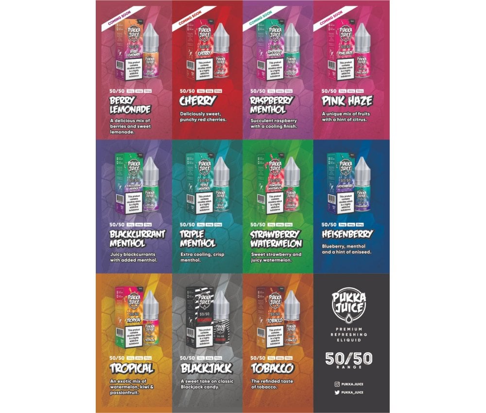 Tobacco Blue Menthol 50/50 E-Liquid By Pukka Juice 10ml - Vapestore Direct