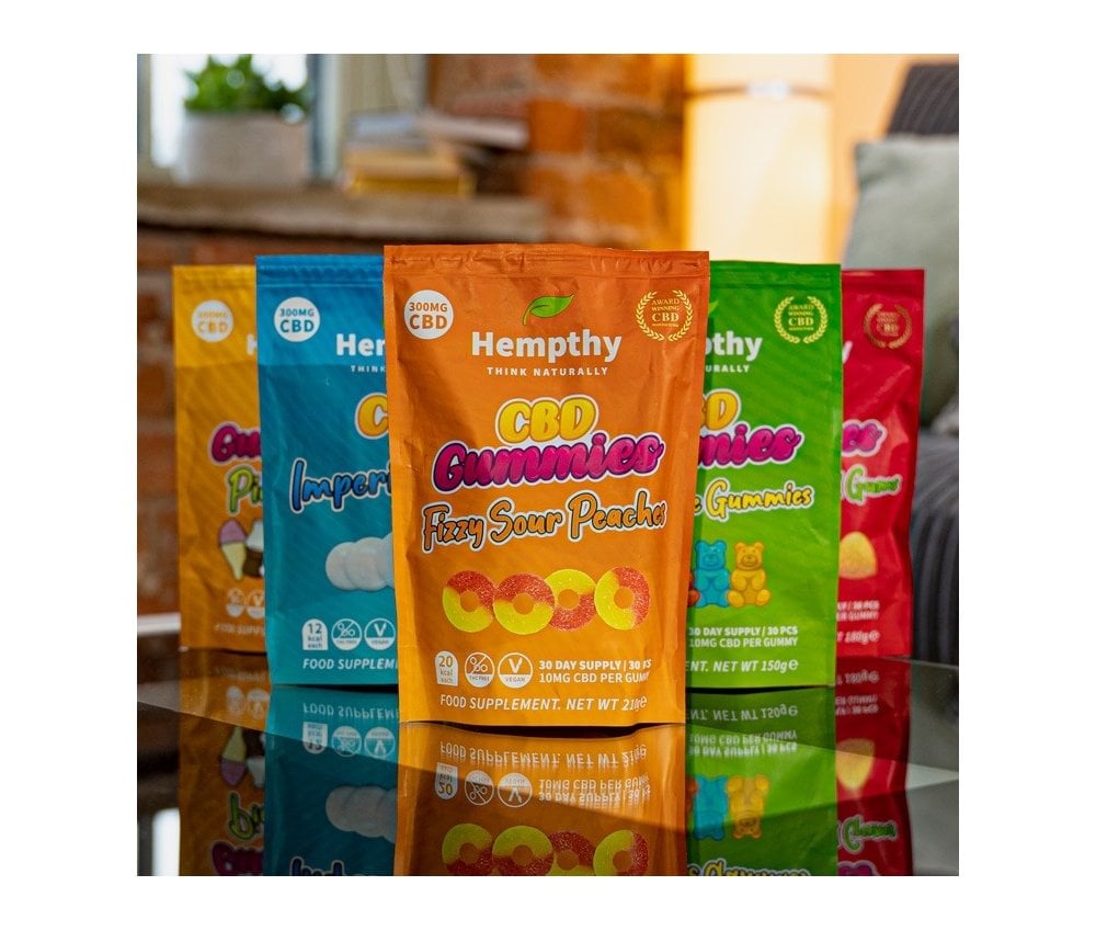 Hempthy  CBD Gummies 300mg Bag FIZZY SOUR PEACH RINGS - Vapestore Direct