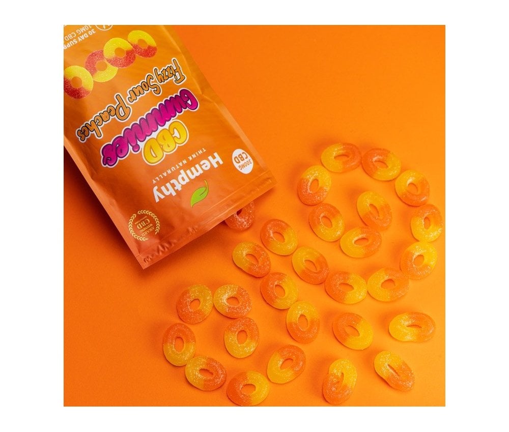 Hempthy  CBD Gummies 300mg Bag FIZZY SOUR PEACH RINGS - Vapestore Direct