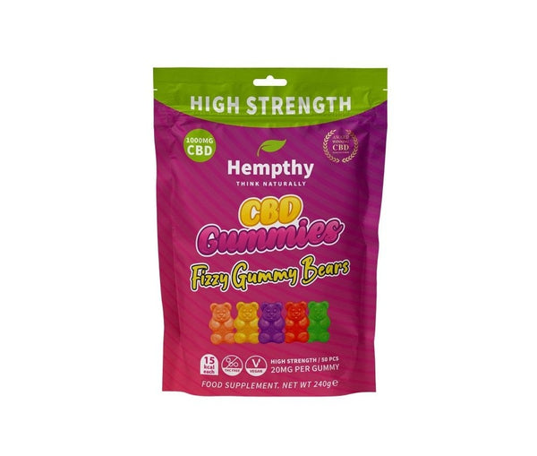 Hempthy CBD Gummies 1000mg Bag  FIZZY GUMMY BEARS - Vapestore Direct