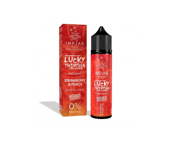 Strawberry Peach E-Liquid Shortfill By Impjar x Lucky Thirteen 15000 50ml - Vapestore Direct