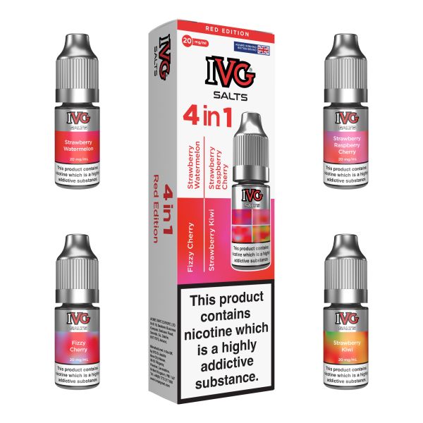 Red Edition "4 in 1" E-Liquid Nicotine Salt By IVG 4 X 10ml - Vapestore Direct