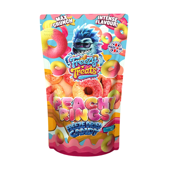 Freezy Treats Peachy Rings Freeze Dried Candy Packet Front - Vapestore Direct