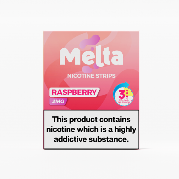 Raspberry Flavour Nicotine Strips By Melta 2mg - Vapestore Direct