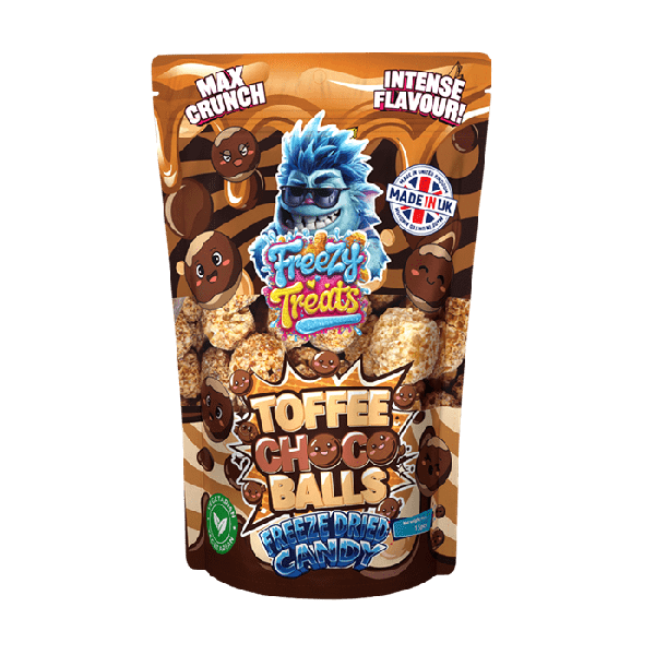 Freezy Treats Toffee Choco Balls Freeze Dried Candy Packet Front - Vapestore Direct