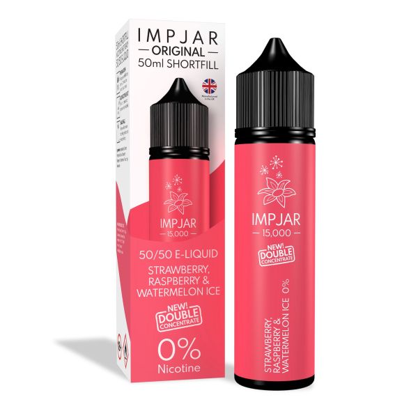 Strawberry, Raspberry & Watermelon Ice E-Liquid IMP20 15000 Shortfill By Impjar 50ml - Vapestore Direct