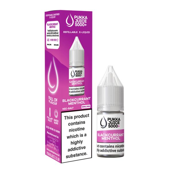Blackcurrant Menthol Pukka 5000+ E-Liquid Nicotine Salt By Pukka Juice 10ml - Vapestore Direct