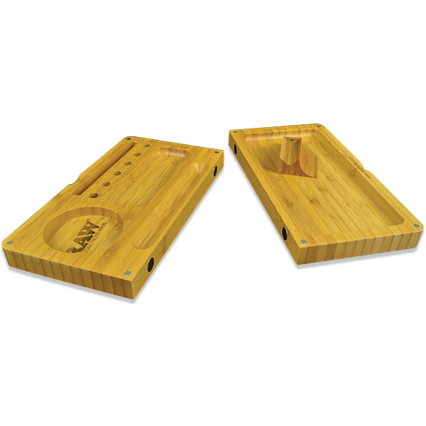 Raw Bamboo Wooden Back Flip Rolling Tray - Vapestore Direct