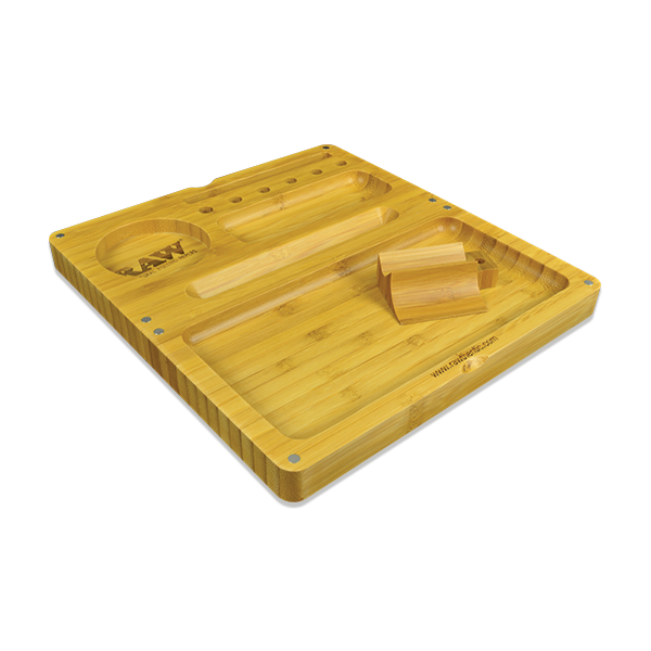 Raw Bamboo Wooden Back Flip Rolling Tray - Vapestore Direct