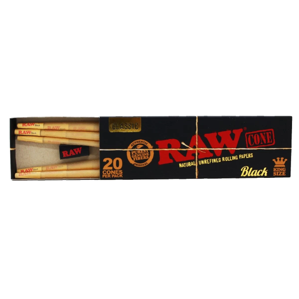 Raw Black King Size Pre-Rolled Cones - Vapestore Direct
