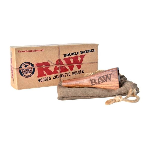RAW Double Barrel Wooden Cigarette Holder - Kingsize - Vapestore Direct