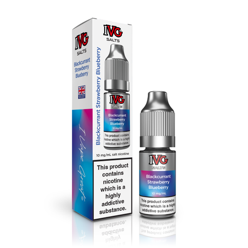 Blackcurrant Strawberry Blueberry Flavour E-Liquid Nicotine Salt By IVG TALL BOX  10ml - Vapestore Direct