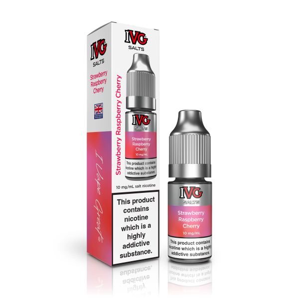 Strawberry Raspberry Cherry Flavour E-Liquid Nicotine Salt By IVG TALL BOX  10ml - Vapestore Direct