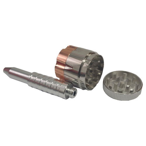 12cm Metal "Six Shooter" Smoking Pipe & Built In Grinder - Vapestore Direct