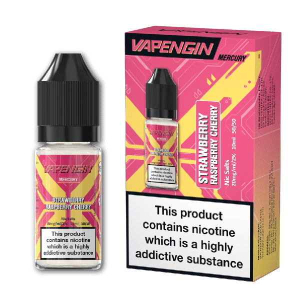 Strawberry Raspberry Cherry Mercury E-Liquid Nicotine Salt By Vapengin 10ml - Vapestore Direct