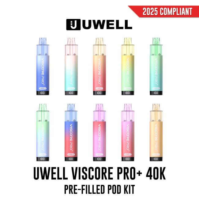 Uwell Viscore PRO+ 40K Pre-Filled Pod Kit 20mg - Vapestore Direct